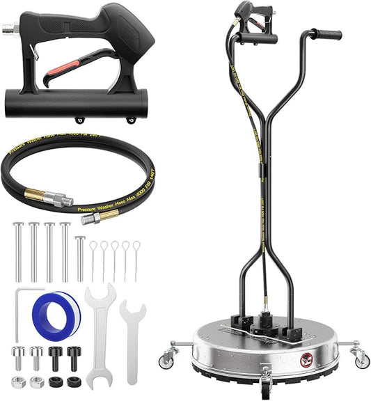 22 Inch Pressure Washer Surface Cleaner with 4 Wheels,Dual Handle,Stainless Steel Housing,4500 PSI Power Washer Accessory for Concrete, Patio, Sidewalk, Deck, Driveways and Daily Washing