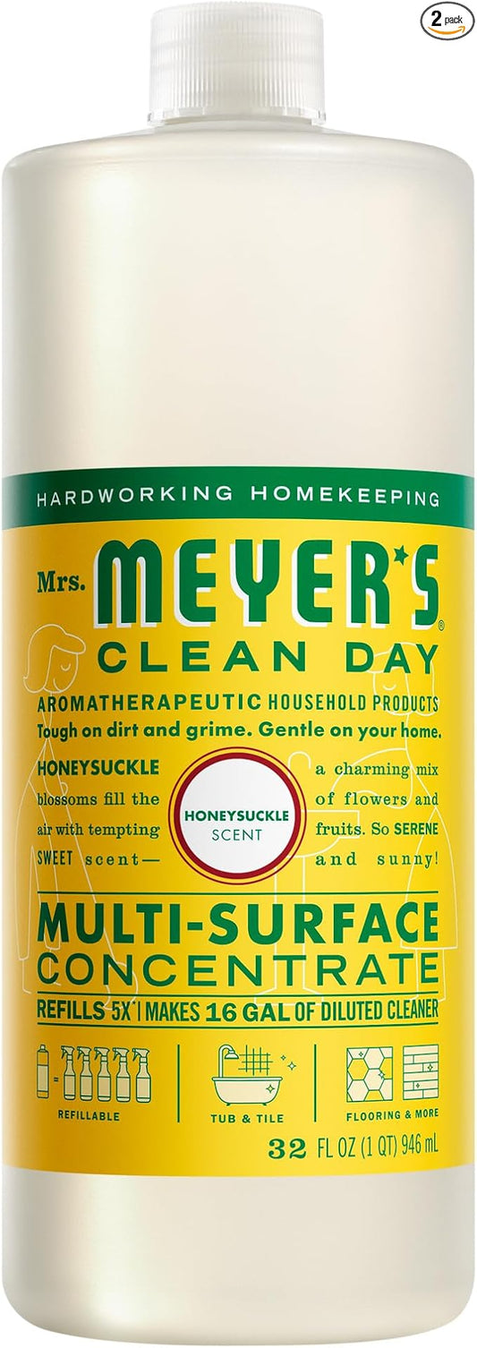 MRS. MEYER'S CLEAN DAY Multi-Surface Cleaner Concentrate, Use to Clean Floors, Tile, Counters, Honeysuckle, 32 fl. Oz