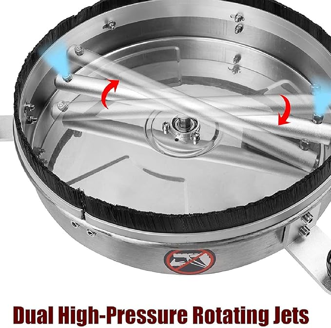 Pressure Washer Surface Cleaner, 4000psi 13 Inch Stainless Steel Power Sweeper with 4 Wheels 2 ExWand for Concrete, Ceramic Tiles, Stone, Patio, Garden, Driveways, Sidewalk