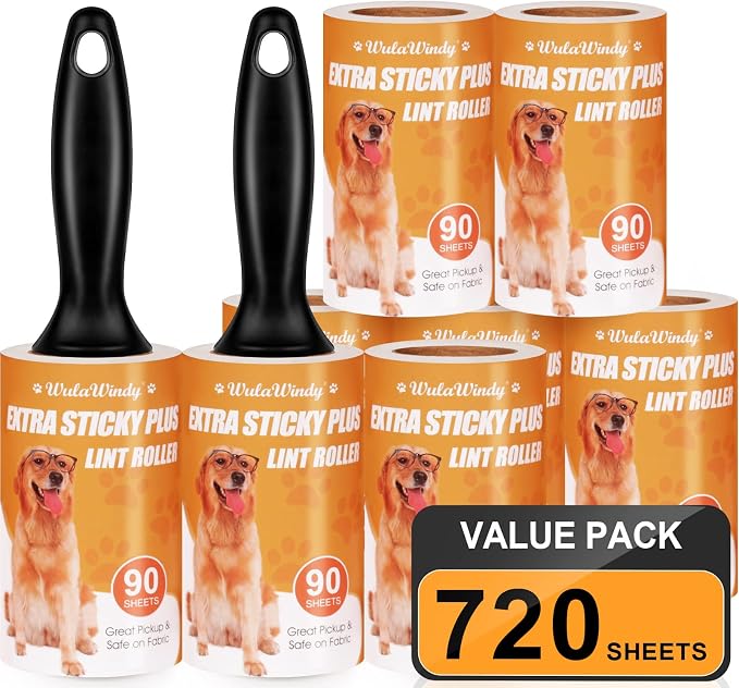 WulaWindy Extra Sticky Lint Rollers for Pet Hair, 8 Rolls, 2 Handles | Extra-sticky lint rollers with 8 rolls and 2 reusable handles for pet hair, lint and dust on clothes, sofas and furniture. - Image 9