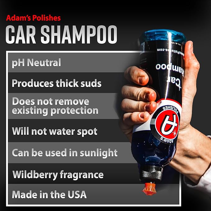 Adam's Car Shampoo 16oz, 2pk - pH Best Biodegradable Car Wash Soap for Foam Cannon, Spray Gun or Bucket - High Foam, Scratch-Free Auto Detailing for Cars, Trucks, RVs & Motorcycles
