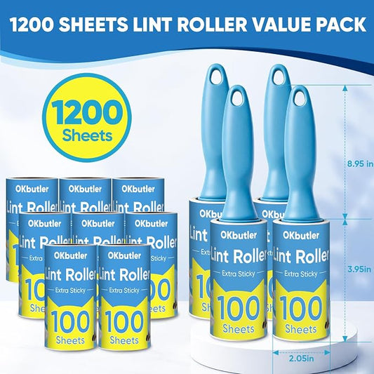 1200 Sheets Lint Roller for Pet Hair, Lint Remover Extra Sticky | Extra Sticky with Spiral Easy Tear & Ergonomic Handle, Multipurpose for Clothes, Furniture, Carpet & Car Seats - Image 2