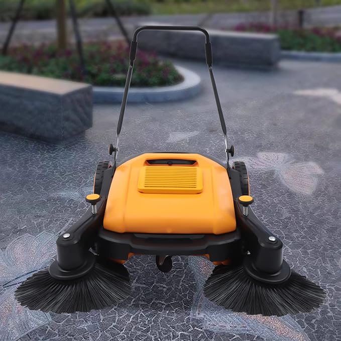 41'' Push Sweeper Street Floor Road Sweeper Large Area Outdoor Commercial Push Cleaning Tool with Directional Feet Adjustable Handle and Brush Head for Garages, Driveways, Hotel