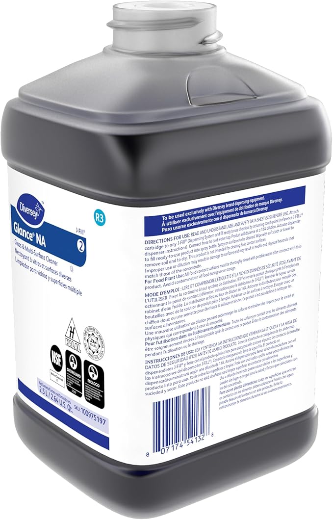 GLANCE 100975197 Non-Ammoniated Glass & Multi-Surface Cleaner, for Streak Free Windows, JFill Concentrate, 2.5-Liter