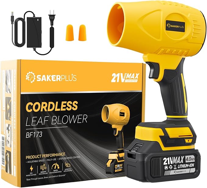 Portable Dust Cleaner 180000 RPM Cordless Leaf Blower 4.0Ah Battery with Adjustable Speed for Patio Driveways Workshop Lawn Cleaning (1 Battery)