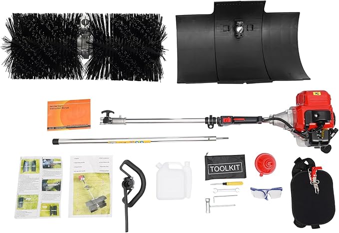 52CC 2-Stroke Gas Handheld Power Broom,20.47in Outdoor Gasoline Power Broom Walk Behind Sweeper Cleaning Driveway Tools,1.7KW High Performance Cleaner for Boulevards,Driveways,Lawns,Sidewalks