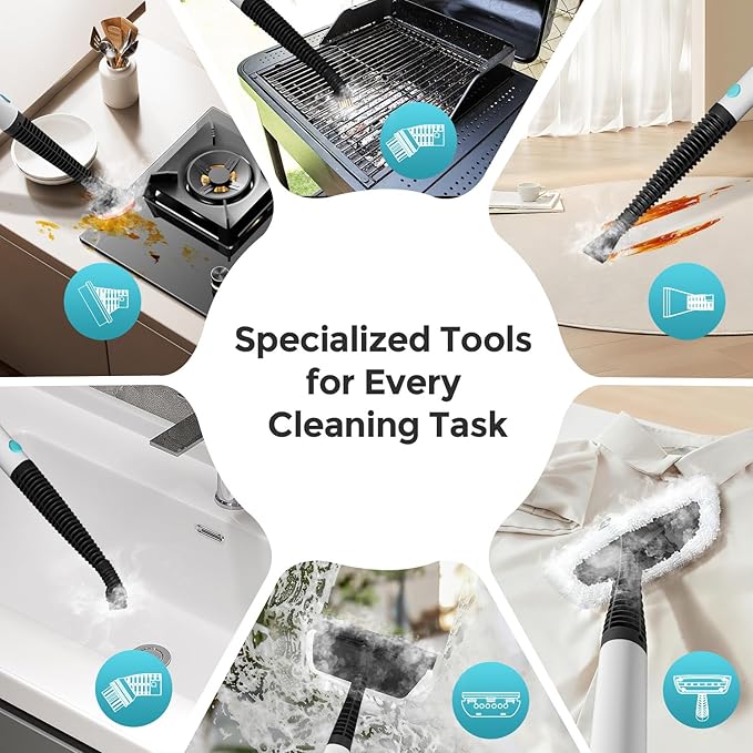 Steam Mops for Floor Cleaning,All-in-One Steam Cleaner for Home with 2 Levels Steam Mode,350ML Tank,23FT Cord, Detachable Handheld Steam Cleaner for Tile,Grout,Furniture,Carpet,Grill,Wall