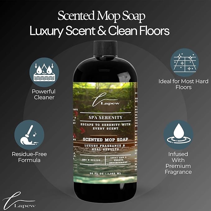 Lapew Spa Serenity Bundle – Carpet Deodorizer Powder & Scented Mop Soap Set – Odor Eliminator for Pet-Friendly Homes