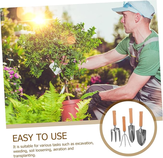 1set Gardening Hand Tools Handle Shovel Rake for Planting Digging Cultivating Kit for Vegetable Gardens and Flower Beds