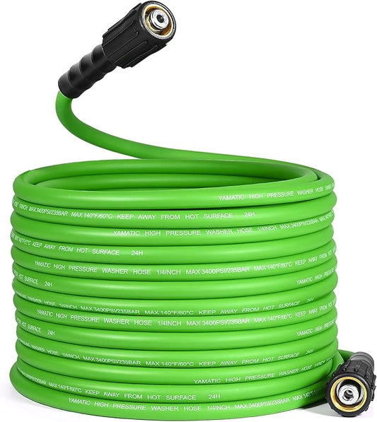 YAMATIC Flexible Pressure Washer Hose 50FT 1/4", 3400 PSI, M22-14mm Female Ends, Kink-Resistant Replacement for Gas/Electric Power Washer Troy-Bilt Ryobi Craftsman