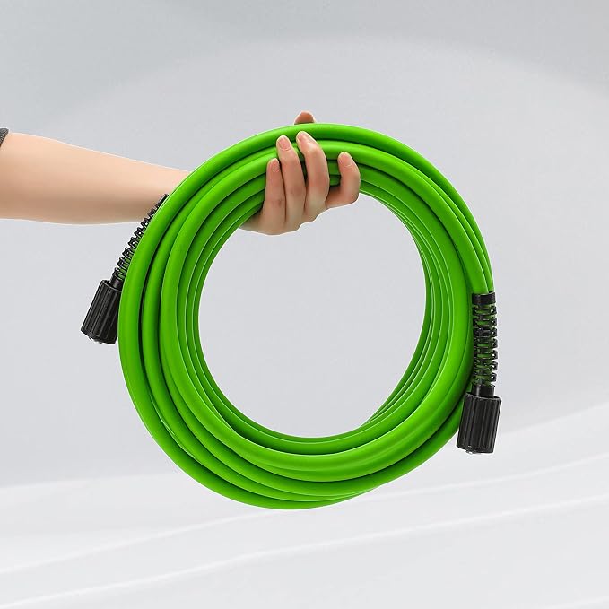 PWACCS Pressure Washer Hose 50 FT x 1/4", Power Washer Hose Kink Resistant, Universal High-Pressure Washing Extension Hoses Replacement, Compatible with M22 Stainless Steel Fittings, 3600 PSI, Green