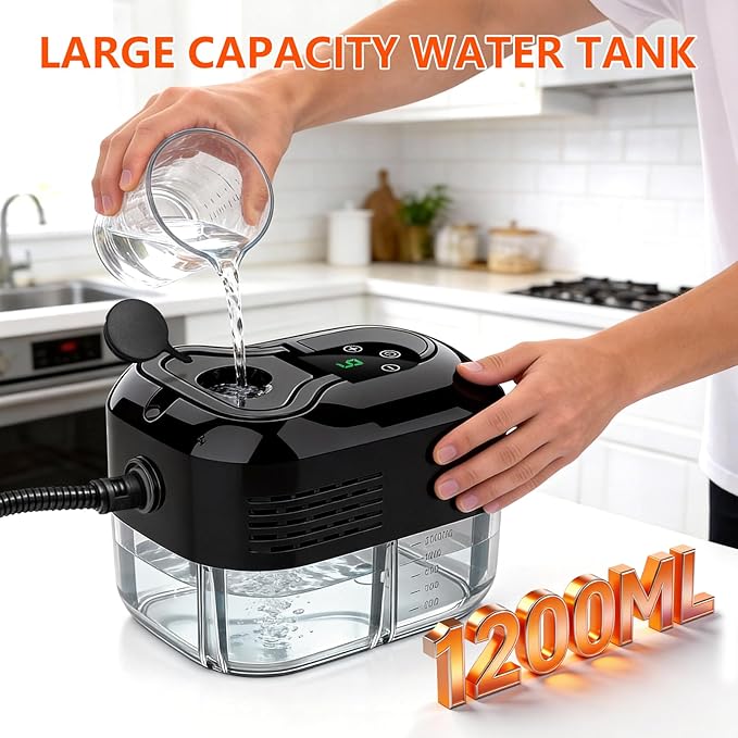 Steam Cleaner for Home & Car - 1200ML Water Tank 15s Heat-Up Portable Steamer for Cleaning, 6 Level Handheld Steam Cleaner for Car Detailing with 6 Accessories for Furniture, Grease, Carpet, Grout