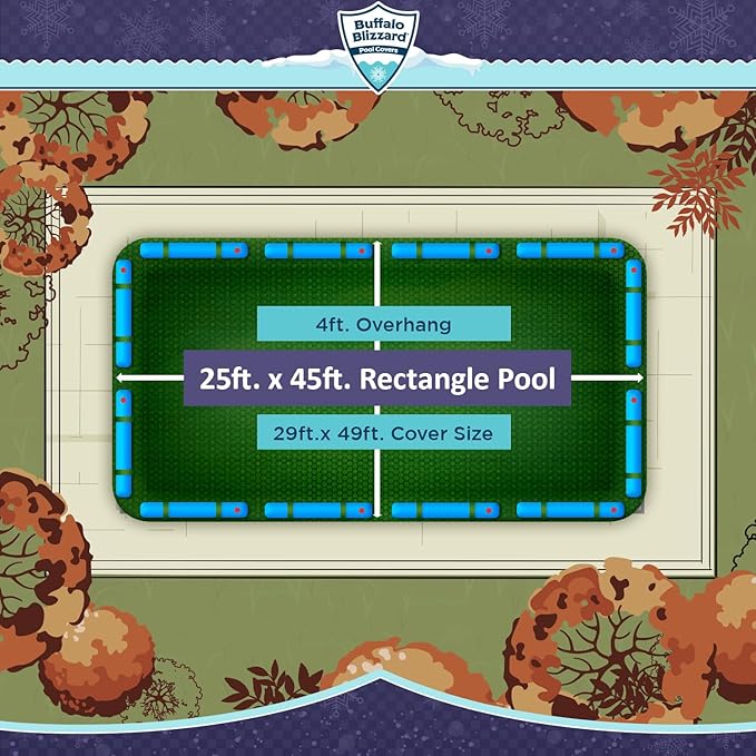 Buffalo Blizzard 25 ft x 45 ft Rectangle Pool Leaf Net | Mesh Pool Net Cover | Leaf Net for Above Ground Pool | Remove Leaves & Debris From Your Winter Cover | 4 Ft of Overlap | Winch & Cable Included