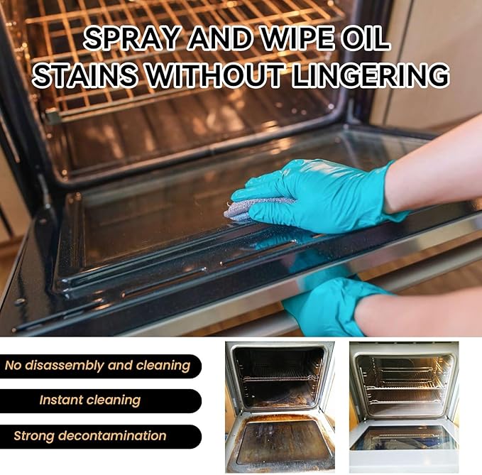 Oven and Grill Cleaning Spray – Dissolves Grease in 5 Minutes, No Scrubbing Required, Removes Odors, Eliminates Thick Grease & Build Up, Grease Remover, 3.38 Floz (3pcs)