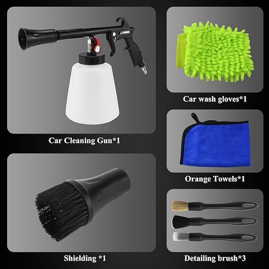 HANDY Tornado Air Cleaning Gun 80-160PSI High Pressure Car Blow Gun, 2 Nozzles, Powerful Air Blast for Dust & Dirt Removal, Surface Cleaning Tool