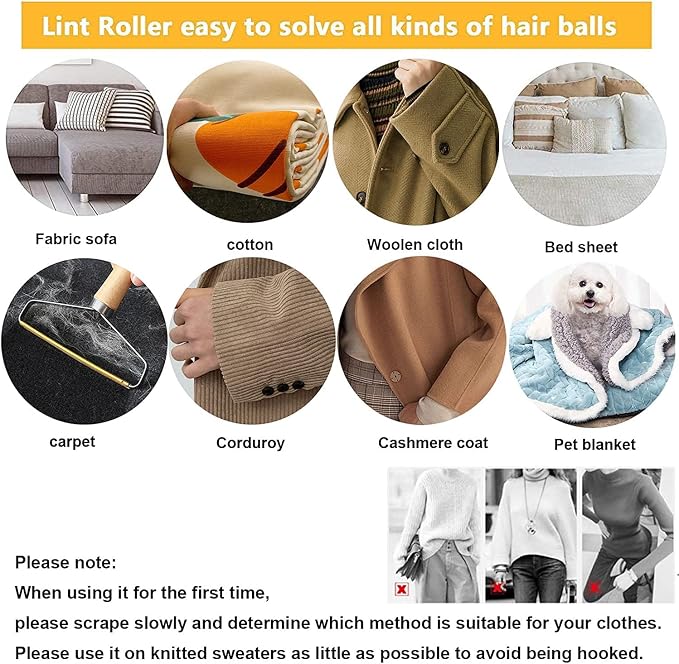 SUOXU Lint Remover Portable Pet Hair Remover,Reusable Lint Fabric Shaver Carpet Roller Scraper,for Carpet,Fabric Sofas,Beds, Furniture, Clothes Cat?€?Dog Hair Removal Cleaning Professional Tools - Image 4