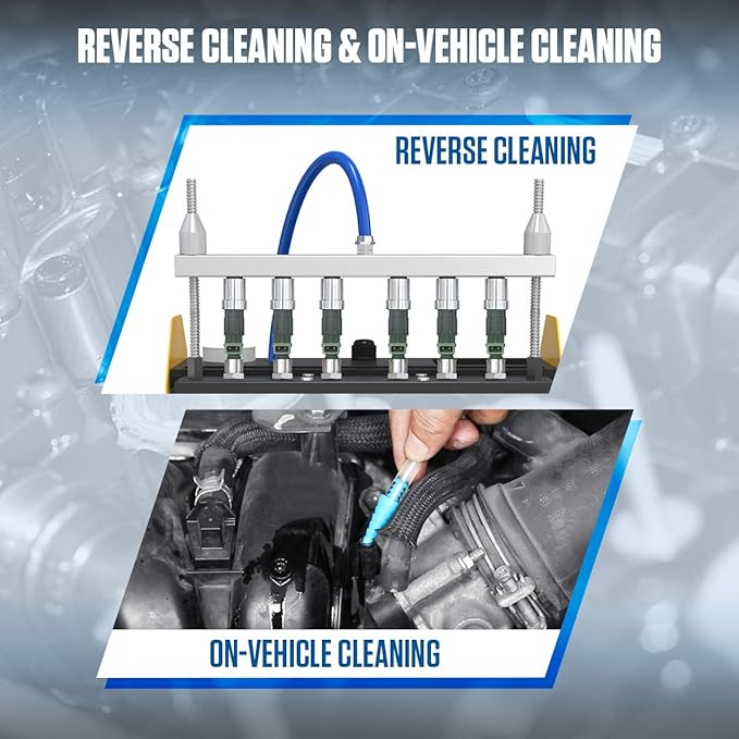 Fuel Cleaning Tools 6-Cylinder Injector Cleaner Tester CT-200 Fuel Injection Systems Cleaners Testers Gasoline Direct Injection Piezo Fuel Nozzle/High Pressure/Reverse Cleaning&On-Vehicle 220V/110V.