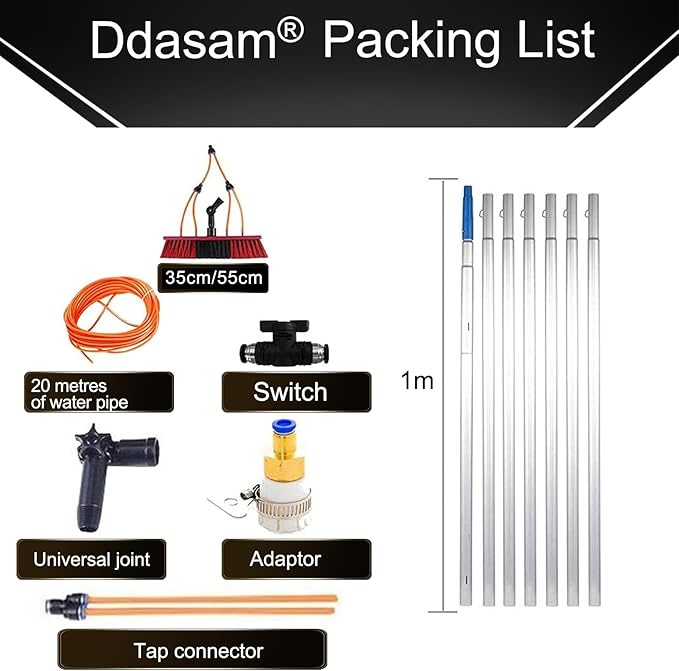 12m/39FT Telescopic Window Cleaning Pole with Water Fed Brush Extendable Cleaner for Conservatory Roof Cleaning