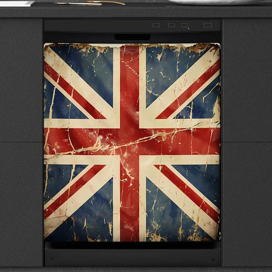 Dishwasher Magnet Cover Retro UK British England Flag Reusable Dishwasher Magnetic Cover Sticker Decorative Dish Washer Door Cover Panel for Home Kitcen Appliance