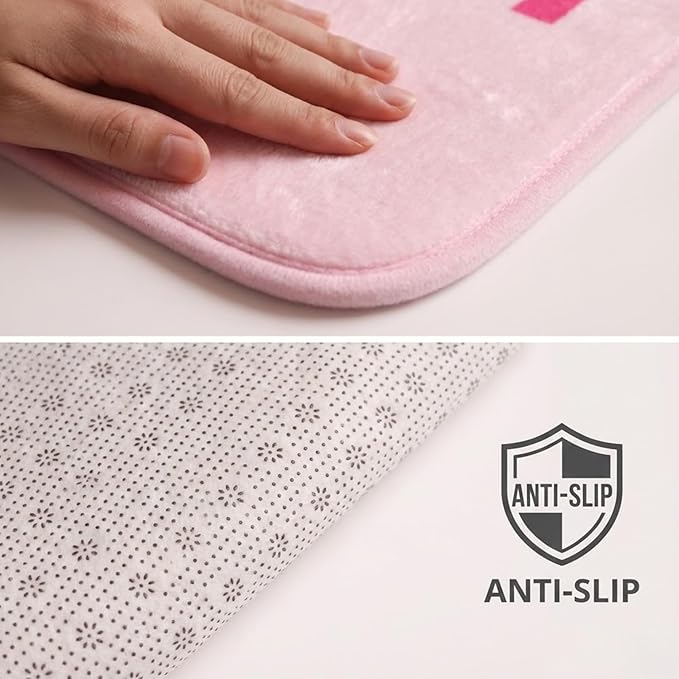 Pink Get Naked Memory Foam Bath Mat 32x20 Inch, Funny Bathroom Rugs, Cute Dorm, Apartment Decor, Soft Non Slip Absorbent Mats for Shower, Vanity