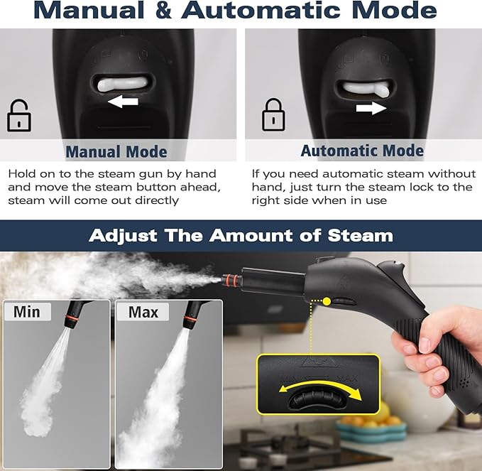 Steam Cleaner, Steam Cleaner For Home, Handheld Steamer For Cleaning With 21 Accessories, 248 °F High Temperature, Suitable for Grout, Floor. Sofas, Upholstery, White