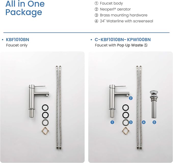 KIBI KBF1010 Solid Brass Single Handle Bathroom Sink Faucet, Circular X Single Hole Bathroom Faucet with Pop Up Drain | High Arc Spout | Brushed Nickel | Corrosion and Rust Resistant