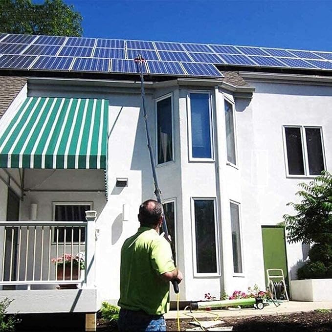 Window Cleaning Pole,Photovoltaic Panel Cleaning Brush,3.6-10.8MWater Fed Telescopic Brush,Conservatory Roof Cleaning Tools,for Photovoltaic Panel Cleaningtrucks Windows,10.8m/36FT
