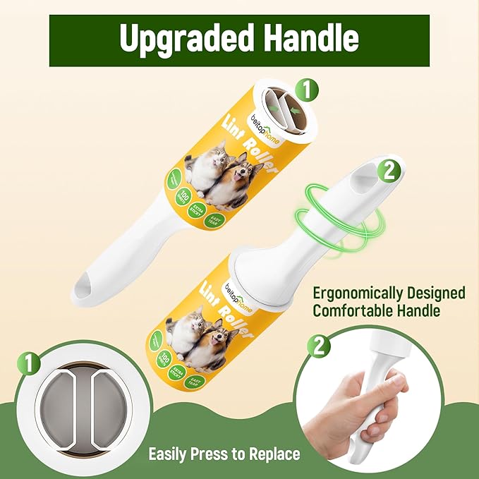 Extra Sticky Lint Roller for Pet Hair, 500 Sheets, 2 Handles | Compact Value Pack for Clothes, Couch, Car, Furniture & Bedding - Image 3