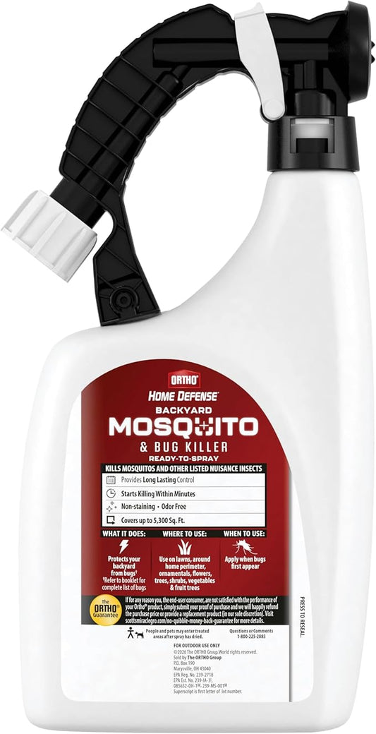 Ortho Home Defense Backyard Mosquito and Bug Killer Ready-to-Spray, Kills Mosquitoes, Ants, Fleas, and Spiders, 32 fl. oz.