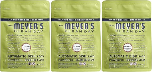 MRS. MEYER'S CLEAN DAY Automatic Dishwasher Pods, Lemon Verbena, 20 Count - Pack of 3 (60 Total Pods)
