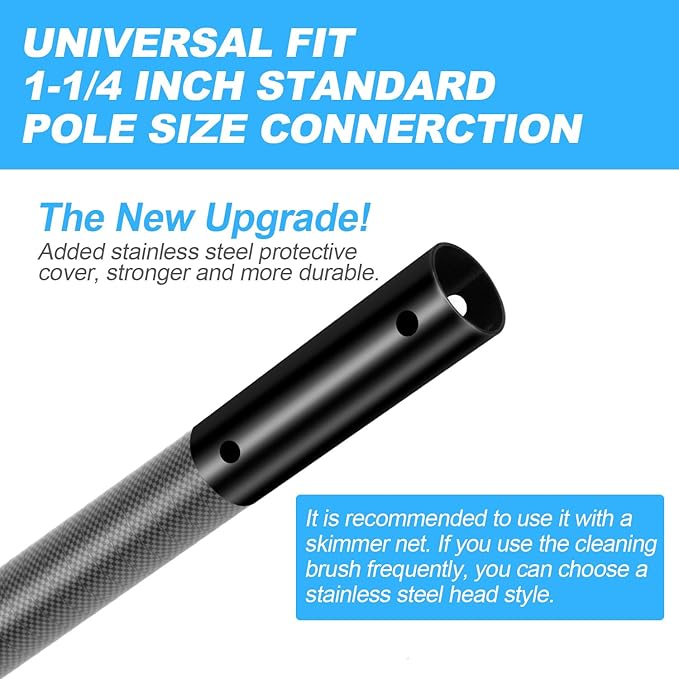 DOBEN Carbon Fiber Pool Pole, 12 Foot Telescoping Swimming Pool Cleaning Pole, Telescopic Pool Poles 3.7 to 12 FT, Professional Poles for Skimmer Net, Brush, Vacuum Head 12FT Black