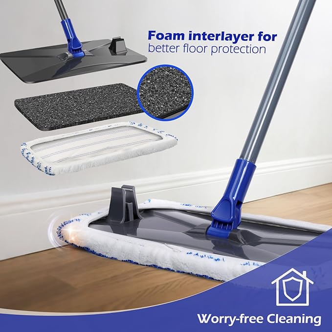Masthome 36" Commercial Mop with 3 Microfiber Pads &Microfiber Mop for Dry and Wet Use-1 Cleaning Scraper Included- Home & Office Suitable