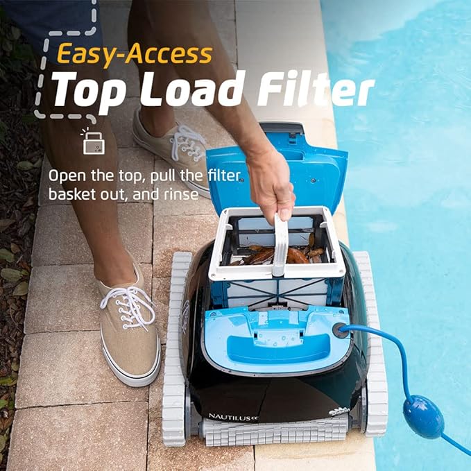 Dolphin Nautilus CC Automatic Robotic Pool Vacuum Cleaner, Always Cleaning, Never Charging, Includes Caddy for Easy Transport and Storage, Ideal for In-Ground Pools up to 33 FT in Length