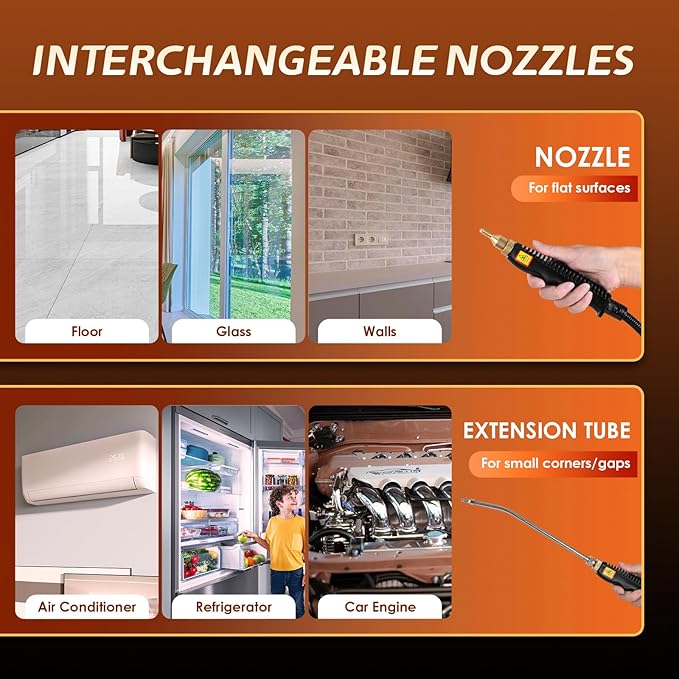 2500W Handheld Steam Cleaner, Pressurized Steam Cleaning Machine with 3 Brush Heads, 20s Heat Up, 1L Tank, Multipurpose Mini Portable Steamer for Tile, Grout, Furniture, Kitchen, Car, Home