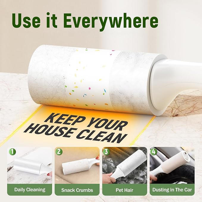 Extra Sticky Lint Roller for Pet Hair, 500 Sheets, 2 Handles | Compact Value Pack for Clothes, Couch, Car, Furniture & Bedding - Image 5