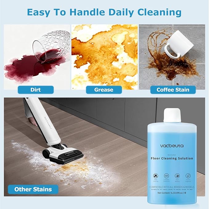 Cleaner Solution for Roborock Cleaning Solution Residue & Streak Free, Compatible with Roborock Robot Vacuum with Mopping and Wet & Dry Floor Cleaner Solution Pet Safe for Hardwood 1L, 33.8 Fl. OZ