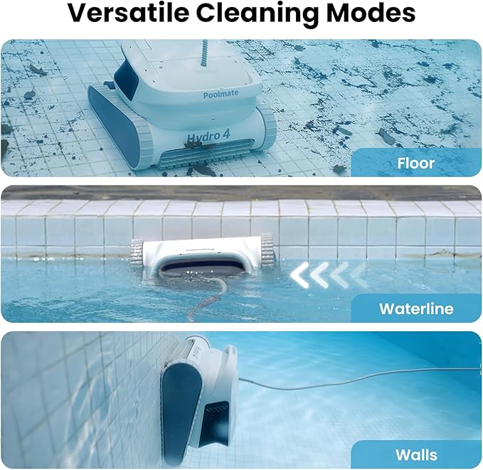 Poolmate Hydro 4 Cordless Robotic Pool Cleaner for All Pool Types, Battery Powered Robot Pool Vacuum, 210 Min Battery Life, Smart WiFi & Bluetooh App Control, Complete Wall & Waterline Pool Cleaning