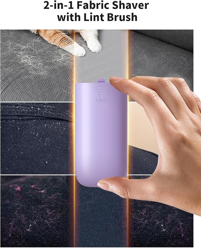 coldSky Fabric Shaver,    Lint Remover with Brush, 1200mAh Sweater Shaver with Digital Display,3 Speeds Lint Shaver, 6-Leaf Blades Lint Remover for Clothes, Sofa, Bedding,Purple | Digital Display, 3 Speeds, 6-Leaf Blades, 1200mAh Rechargeable L... - Image 3