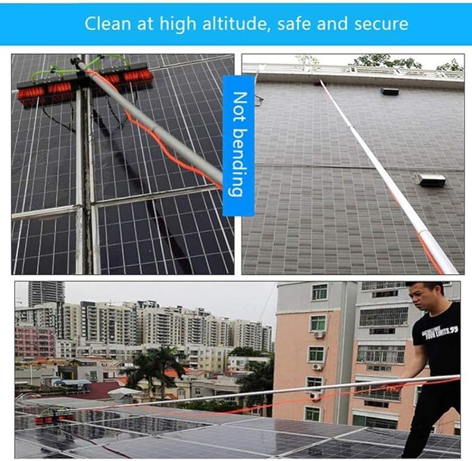 Photovoltaic Panel Cleaning, 3-12M Water Fed Telesbrush, Window Clean, Extendable Cleaner Conservatory Roof Cleaning Tools Pole/9M Rod/30Cm Brush Head
