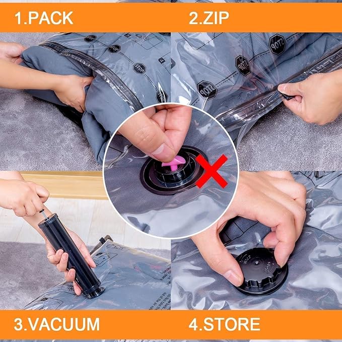 GONGSHI Vacuum Seal Bags for Clothing Travel & Home Storage, Travel Vacuum Bags with Electric Pump,Space Saver for Blankets, Comforters, Pillows, Clothes,32 Combo