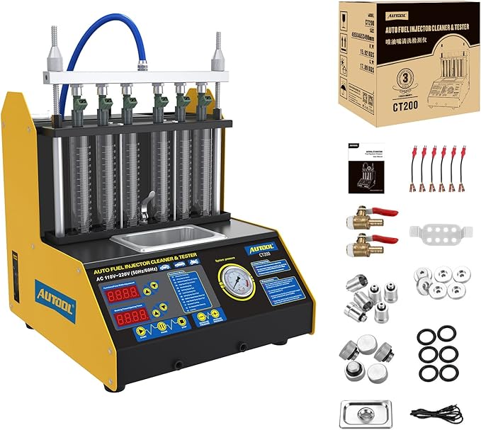 AUTOOL Ultrasonic Wave Fuel Injector Cleaner and Tester Automotive Fuel Injection Systems Cleaning Tools for All Petrol 6 Cylinder Vehicles Motorcycle