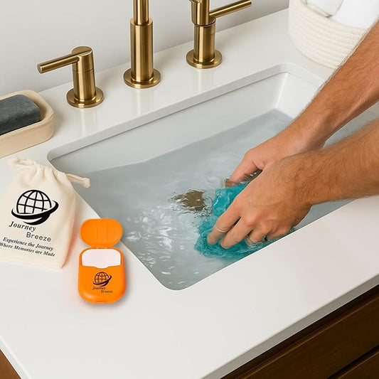 Travel Laundry Detergent Sheets 50 Pack – Compact Travel Detergent for Sink Washing, Lightweight Laundry Detergent Strips for Clothes on Trips, Hotels & Cruises