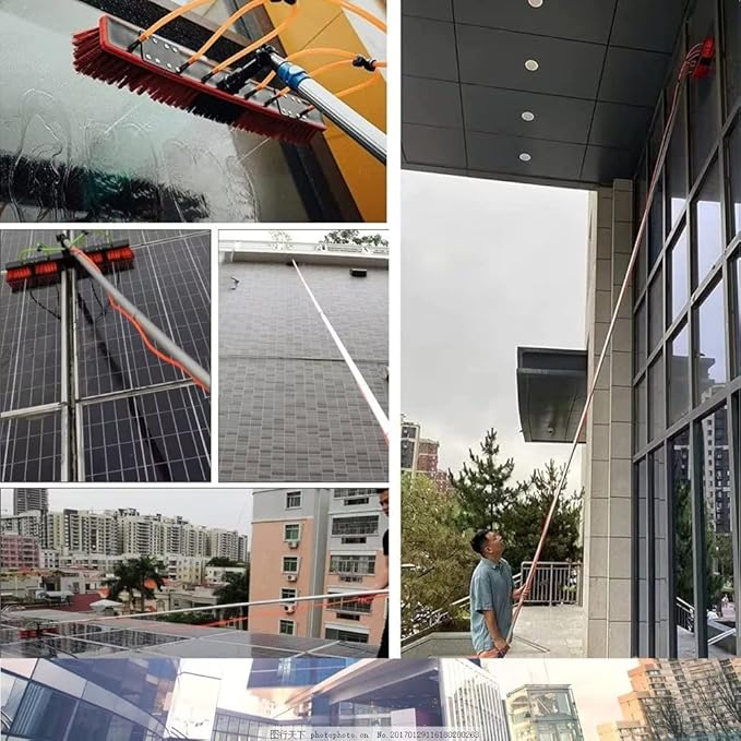 6 Meter / 20Feet Extending Telescopic Water Fed Home Windows Car Vans Brushs Wash Brush Cleaner（50cm Brush 6m Pole）