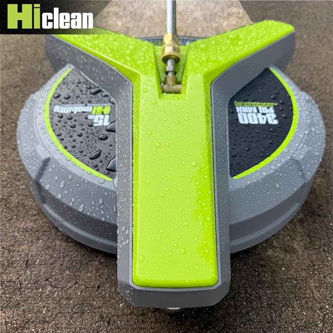15" Gas Pressure Washer Surface Cleaner with Wheels 3400 PSI Max, Surface Cleaner for Power Washer Attachment for Concrete, Patio, Sidewalk, and Driveways