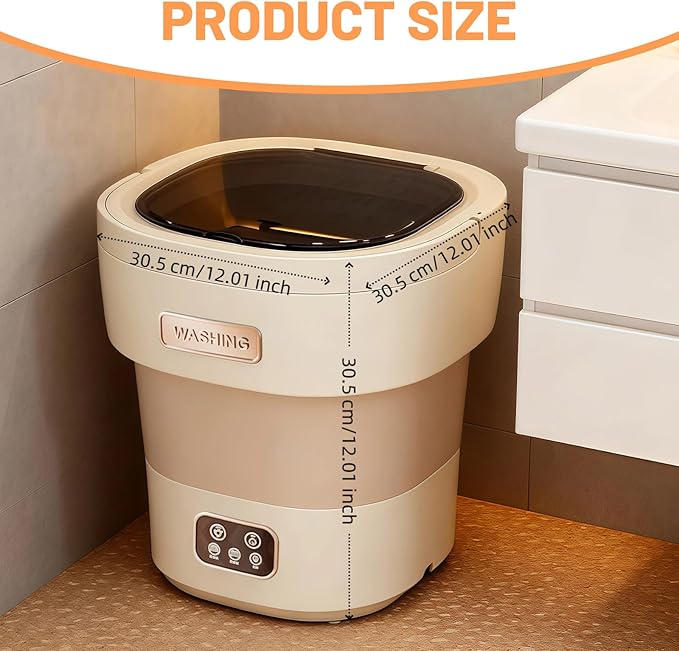 Portable Washing Machine, 12L Large Capacity Foldable Washer, Dryer with 3 Cleaning Modes, Upgraded Small Mini Laundry Machine for Baby Clothes, Underwear, Socks, Apartment, Travel, Camping, Dorm