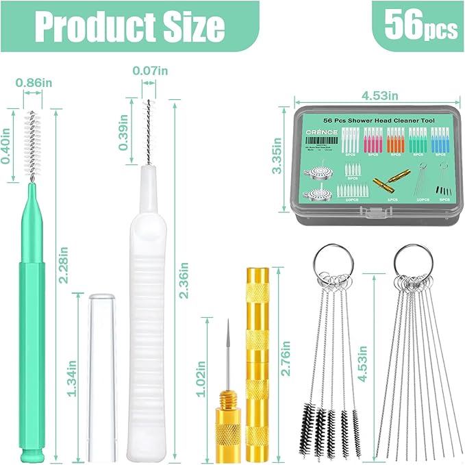 56Pcs Multisize Showerhead Cleaning Tool, Shower Head Cleaner Brush Picks Unclogging Tiny Nozzle Little Gaps, for Household Bathroom Colorful.