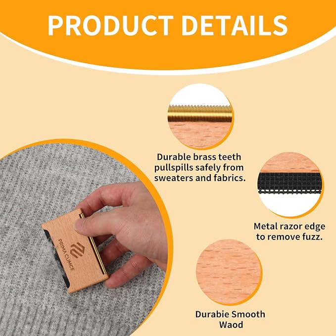 Wooden Cashmere Comb for Knits, Sweaters, Wool & Delicate Fabrics ?€? Manual Fabric Shaver, Fuzz Remover, Portable Depiller for Clothes, Bobbles, Lint, Pilling Tool ?€? Sweater Care Essential - Image 5
