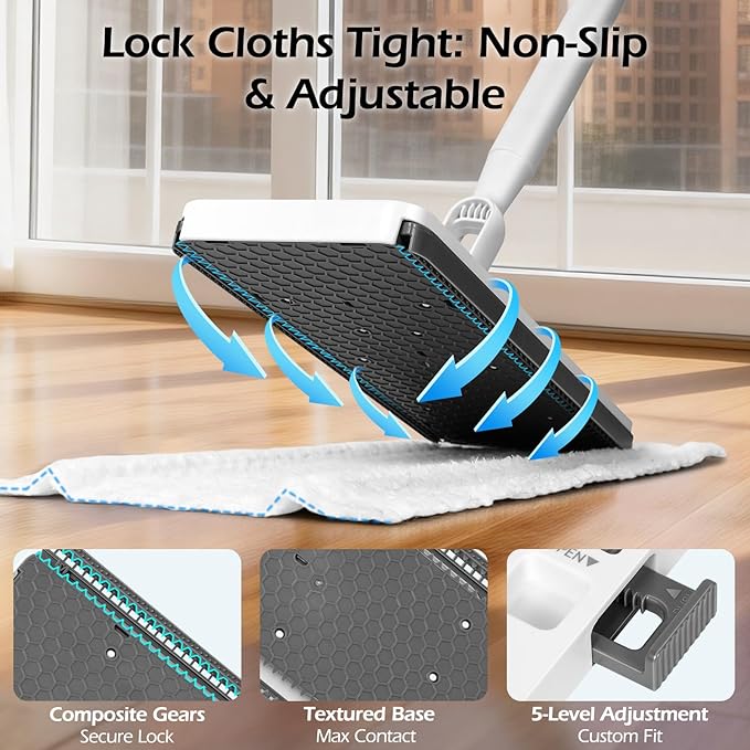 MASTERTOP Dust Mop with Mini Sweeper Mop,2-in-1 Disposable Mop with 47" Long Handle,Microfiber Mops for Floor Cleaning,No-Touch, Multi Surface Floor Cleaning