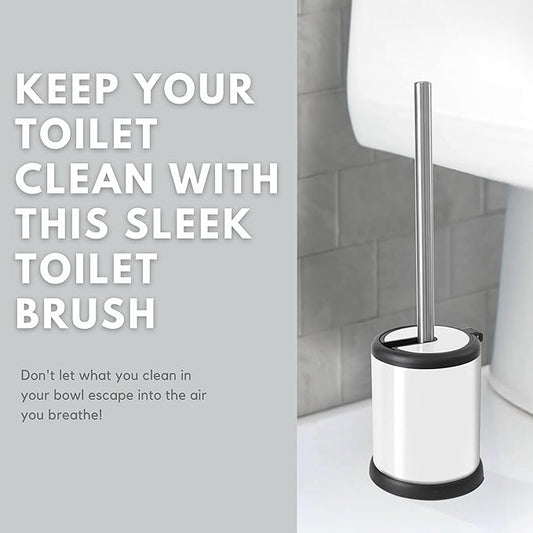 ToiletTree Products Toilet Brush with Lid - Sleek Bowl Brush and Holder - Heavy-Weight Base - Lidded Toilet Bowl Cleaner - White