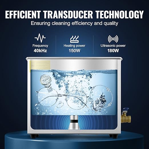 VEVOR 6L Commercial Sonic Cleaner, 40kHz Professional Cleaning Machine with Digital Timer & Heater, 110V - Ideal for Watches, Instruments, and Industrial Parts, FCC/CE/RoHS Certified